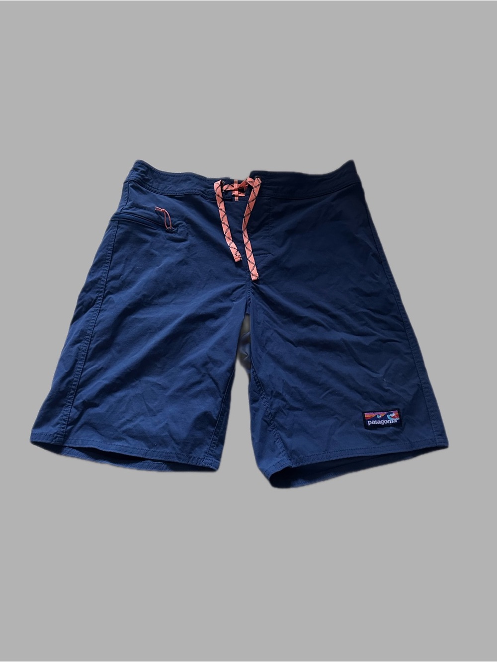 Patagonia Men’s Navy Board Shorts with Coral Drawcords